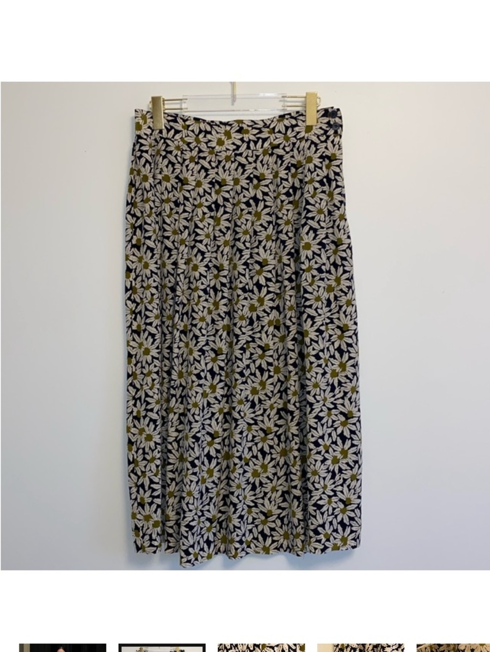 Jones New York Vintage Silk Black Floral Midi Skirt with Olive Centers